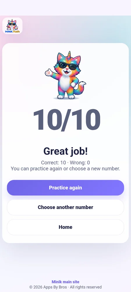 Minik Math — Ten out of ten. You nailed it!