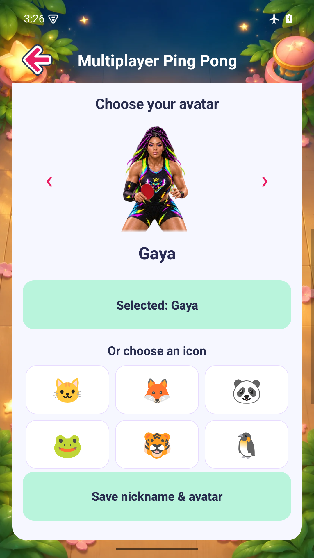 Multiplayer Ping Pong — Choose your player