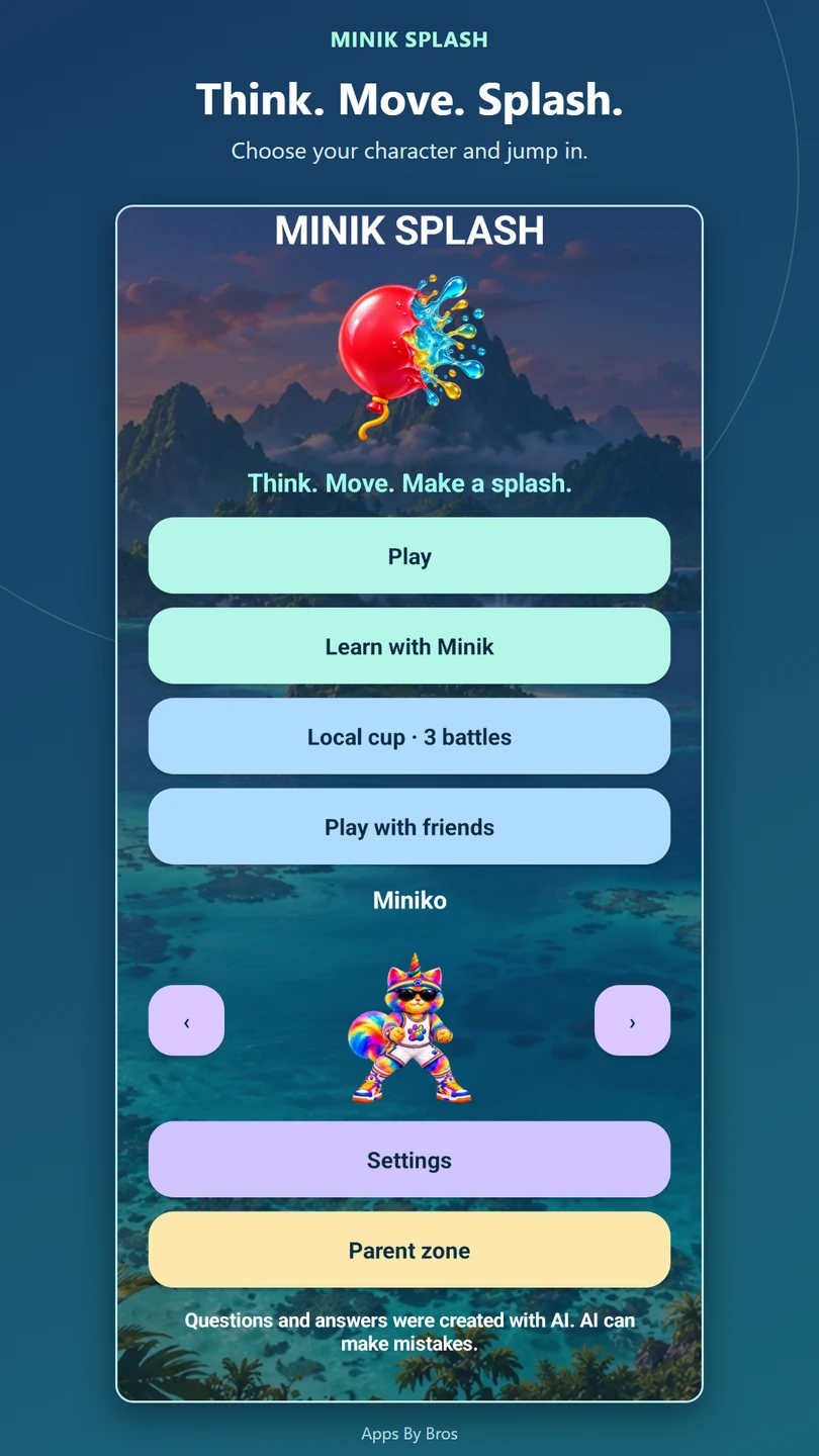 Minik Splash — Think. Move. Make a splash!