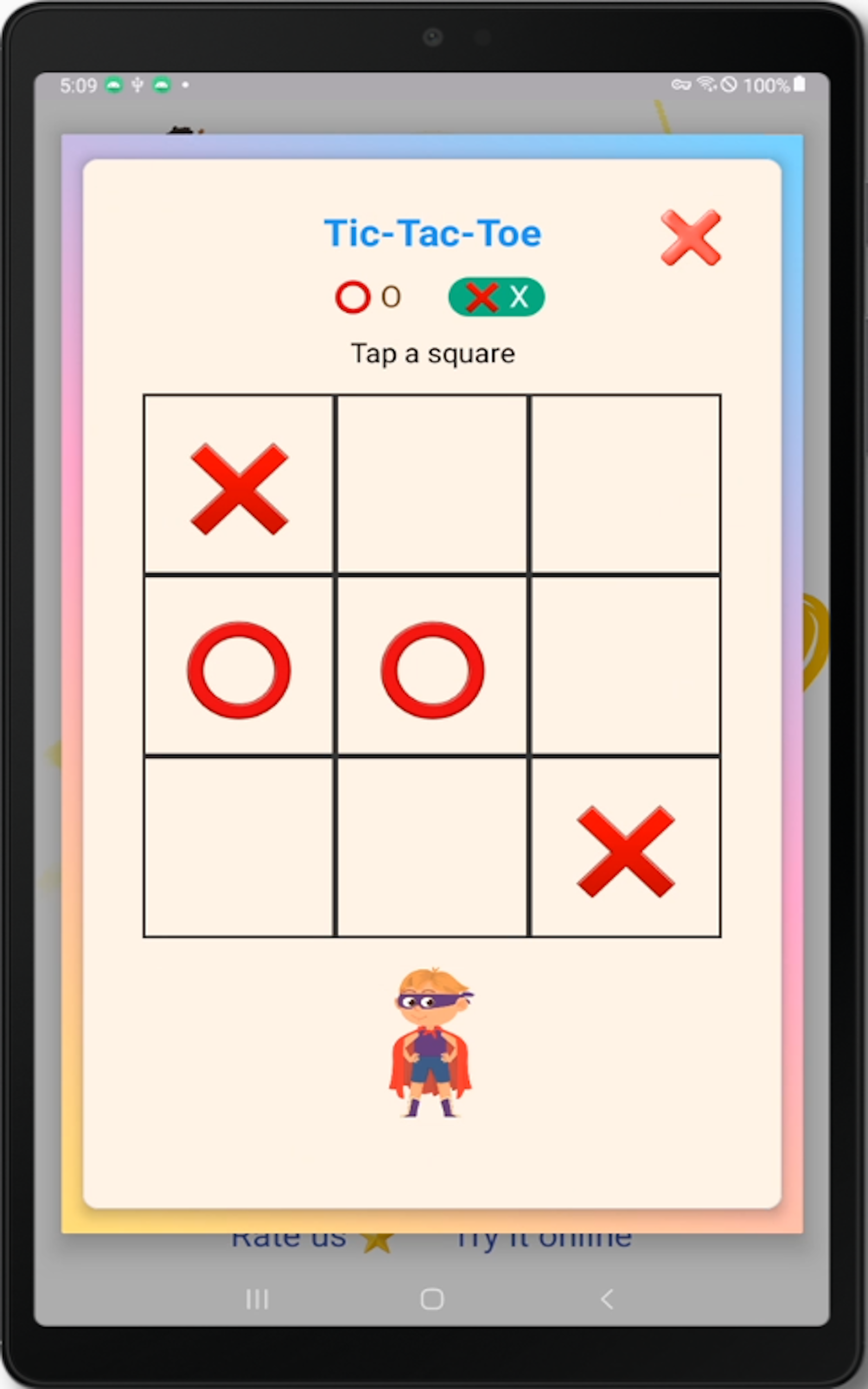 Tic-Tac-Toe mini-game screenshot