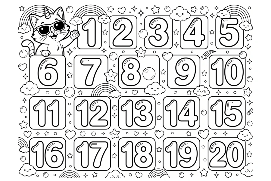 Numbers 1–20 — Color and count