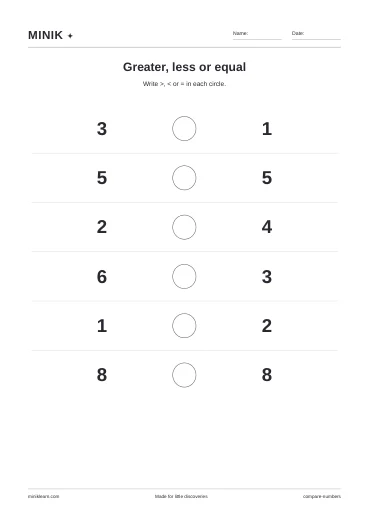 Greater, less or equal