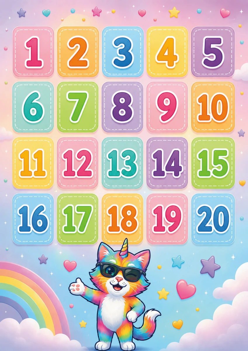 Numbers 1–20 poster